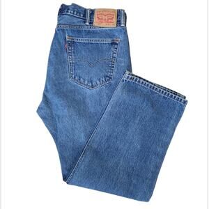 Levis 505 Mens Blue Straight Leg Jeans Regular Fit Classic Denim 40X30 Everyday